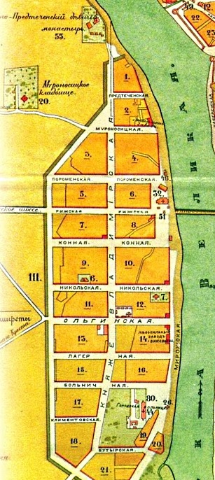 Карта Пскова 1889 года. Составитель - губернский инженер-архитектор Сатурнин-Войцех Езеровский